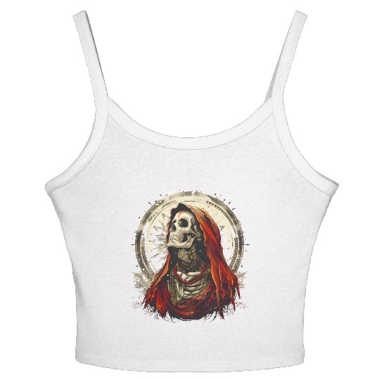 Santa Muerte Saint Death Mexican Sugar Skull Women's Spaghetti Strap Tank Top