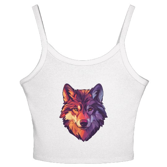 Floral Wolf Vintage Flowers Wolf Face for Wolves Women's Spaghetti Strap Tank Top