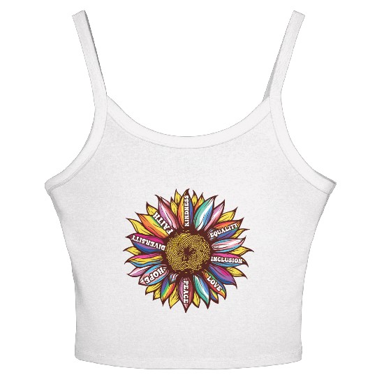 lgbtq sunflower rainbow flag Diversity Human Right Women's Spaghetti Strap Tank Top