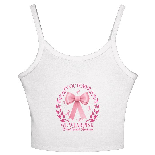 In October We Wear Pink Pink Coquette Bow Women's Spaghetti Strap Tank Top