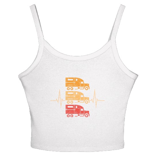 Truck driver heart beat Trucker Funny Truck Driver Women's Spaghetti Strap Tank Top