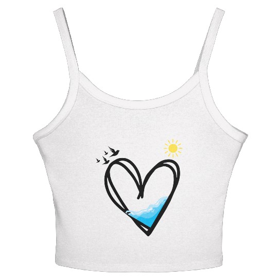Heart with water and sun Women's Spaghetti Strap Tank Top