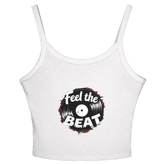 Classic Vinyl 'Feel The Beat' Women's Spaghetti Strap Tank Top