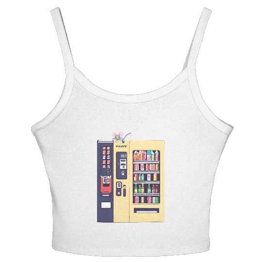 Japanese vending machine with little friend. Women's Spaghetti Strap Tank Top