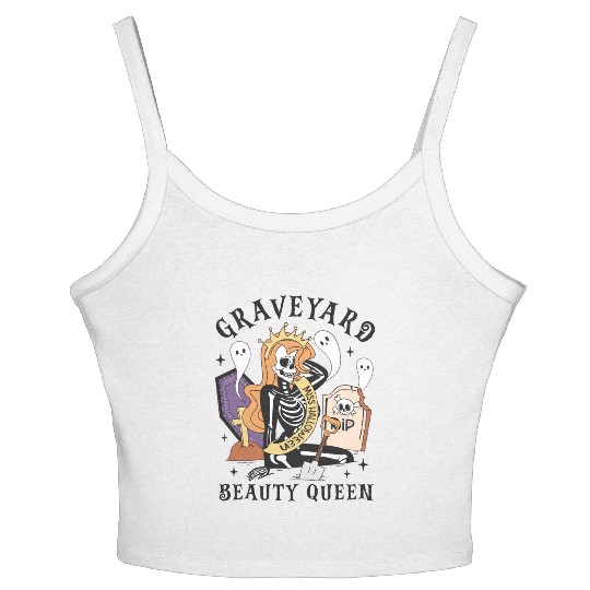 Graveyard Beauty Queen: Spooky & Funny Halloween Women's Spaghetti Strap Tank Top