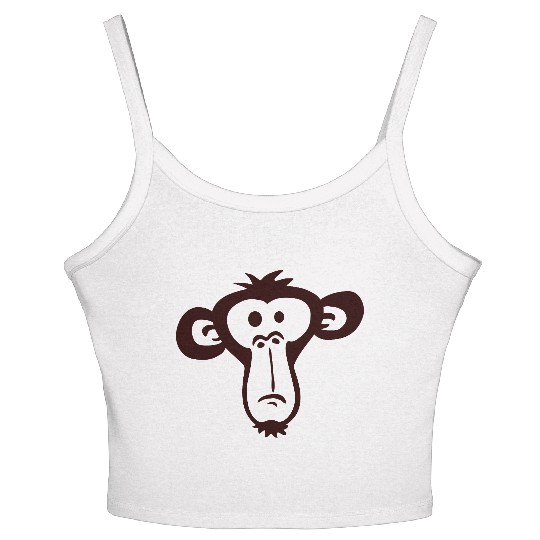 Sad Confused Monkey Head Funny Bored Primate Face Women's Spaghetti Strap Tank Top