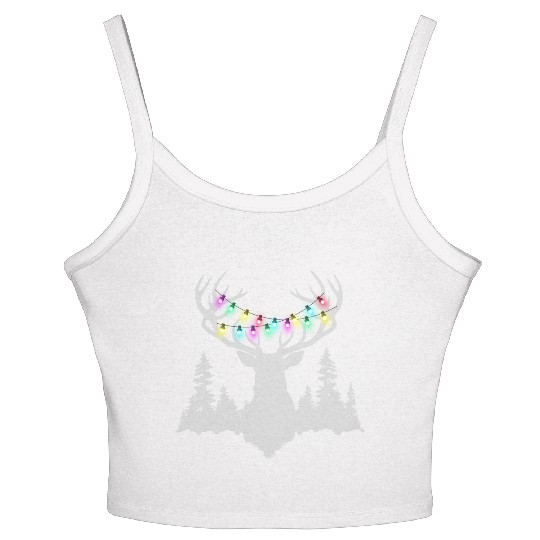 Christmas deer with christmas lights Women's Spaghetti Strap Tank Top