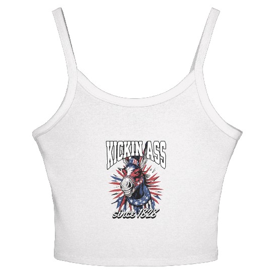 Patriotic American Donkey Democrat Women's Spaghetti Strap Tank Top