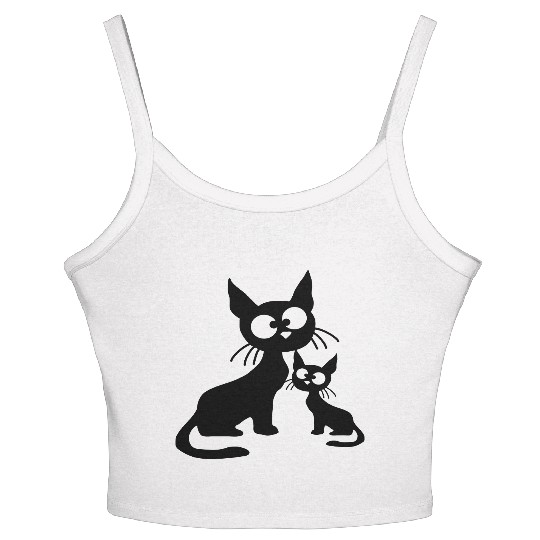 Crazy cat mom dad kitten child kitten family team Women's Spaghetti Strap Tank Top