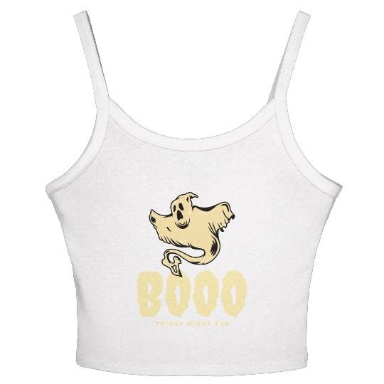 BOOO Fright Night Fun Ghost Halloween Women's Spaghetti Strap Tank Top