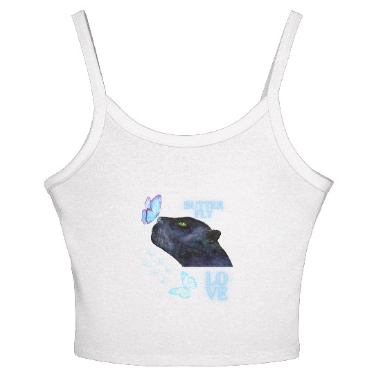 black panther lover butterfly Women's Spaghetti Strap Tank Top