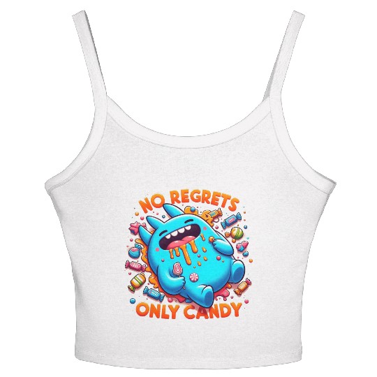 Disneyland Stitch Halloween No Regrets Only Candy Women's Spaghetti Strap Tank Top