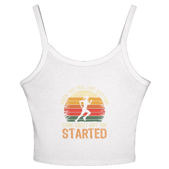 Motivational Runner Vintage Think About Running Women's Spaghetti Strap Tank Top
