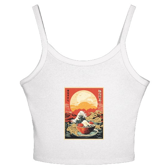 Parody Japanese Poster Kanagawa Sushi Ramen Women's Spaghetti Strap Tank Top