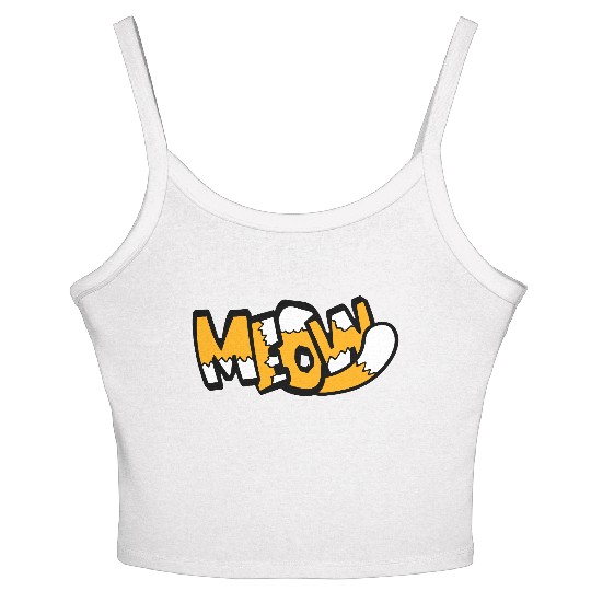 Funny Meow Cat Cartoon Text Quote Comic Letters Women's Spaghetti Strap Tank Top