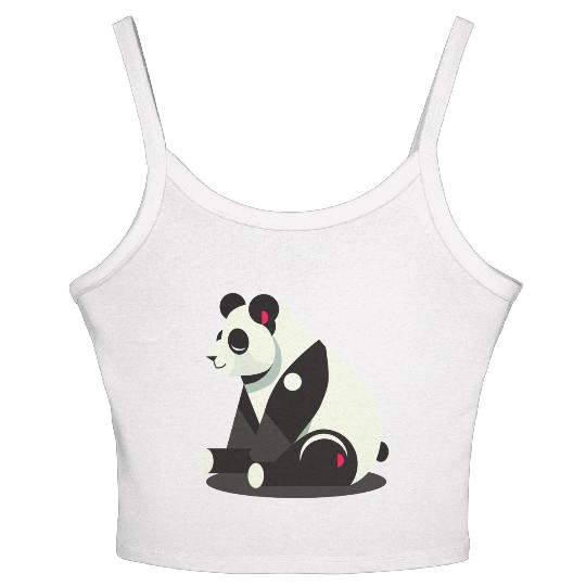 Geometric Panda - Minimalist and Cute Women's Spaghetti Strap Tank Top