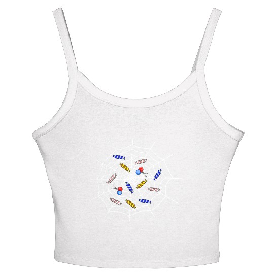 Colorful Candy and Lollipop Pattern Women's Spaghetti Strap Tank Top