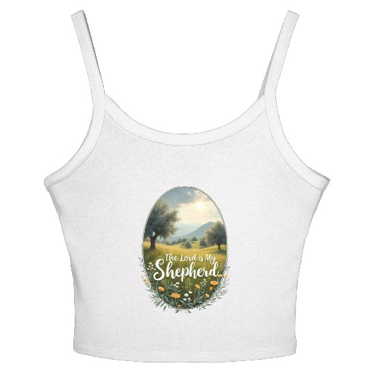 The Lord Is My Shepherd Peaceful Christian Artwork Women's Spaghetti Strap Tank Top