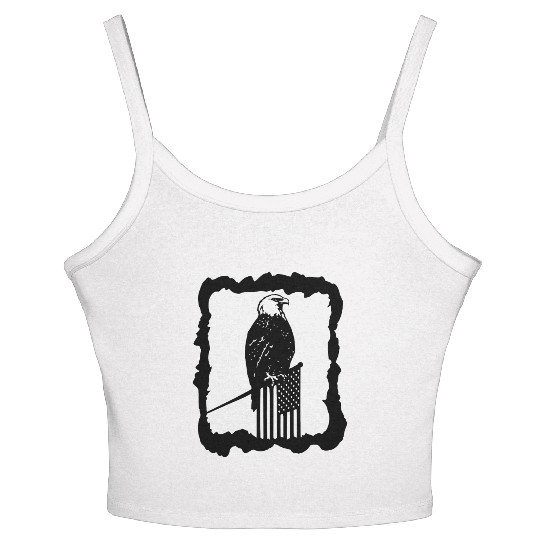Framed Eagle On Flag Pole LIKE US ON FACEBOOK # Women's Spaghetti Strap Tank Top