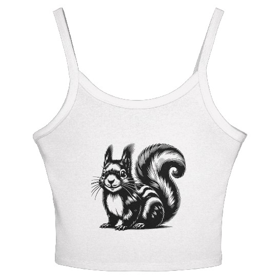 Realistic Squirrel Tattoo Drawing Women's Spaghetti Strap Tank Top