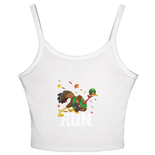 Turkey Run Costume Football Thanksgiving Running T Women's Spaghetti Strap Tank Top