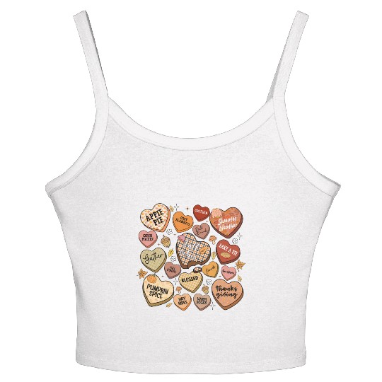 fall candy hearts Women's Spaghetti Strap Tank Top