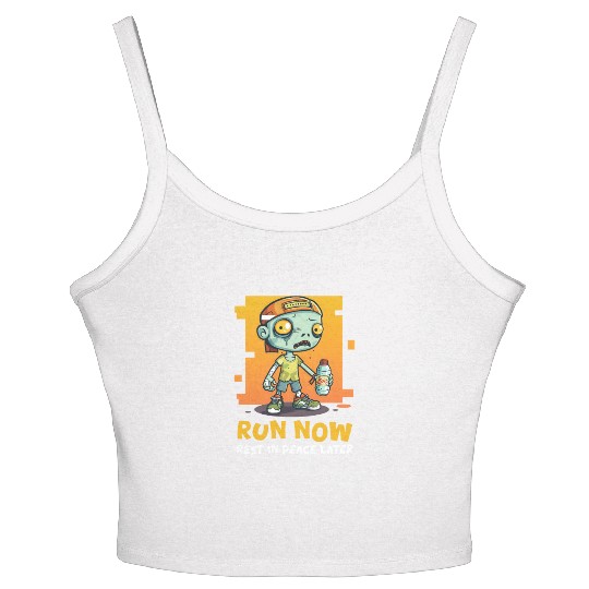 Halloween Runner Run Now, Rest In Peace Later Women's Spaghetti Strap Tank Top