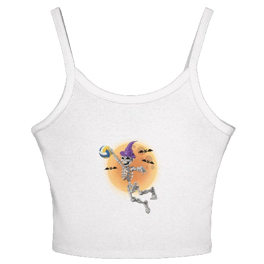 Volleyball Skeleton Volleyball Player Halloween Women's Spaghetti Strap Tank Top