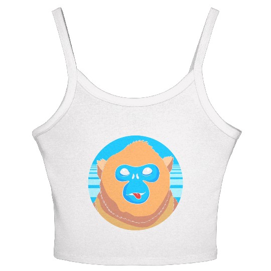 Monkey Lover Cute Snub Nosed Monkey Face Women's Spaghetti Strap Tank Top