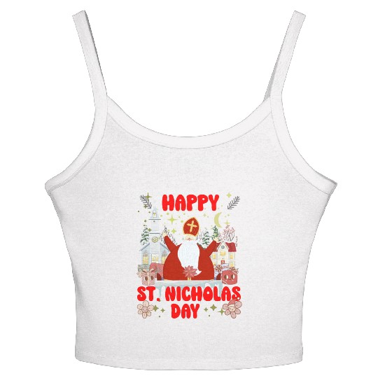 Happy saint Nicholas dayretro logo Women's Spaghetti Strap Tank Top