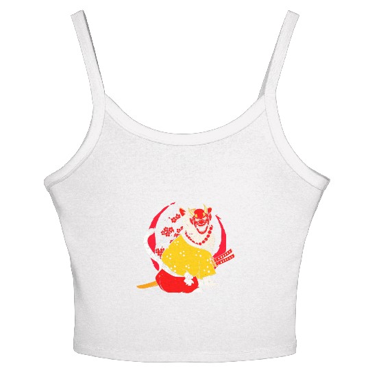 Kanji Japan Katana Oni Ninja Cat Samurai Women's Spaghetti Strap Tank Top