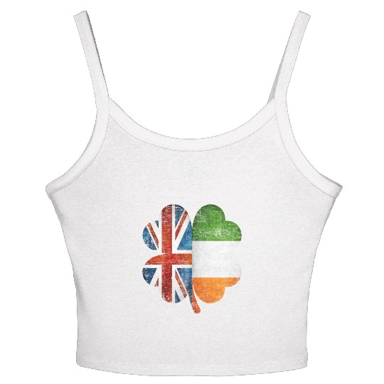 British Irish Shamrock United Kingdom Ireland Flag Women's Spaghetti Strap Tank Top