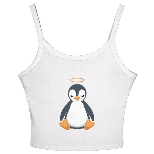 Peaceful Penguin with Halo Design Women's Spaghetti Strap Tank Top