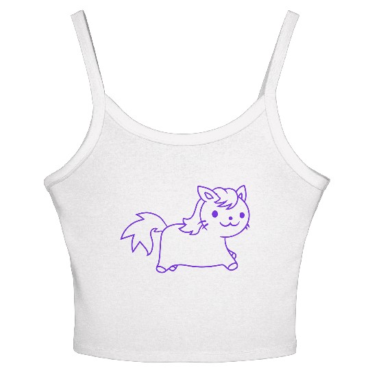 Little Pony Cat Face Little Small Horse Riding Fun Women's Spaghetti Strap Tank Top