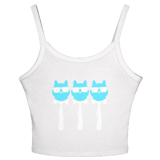 3 Smart Nerd Cat Horn-Rimmed Glasses Geek Tie Team Women's Spaghetti Strap Tank Top