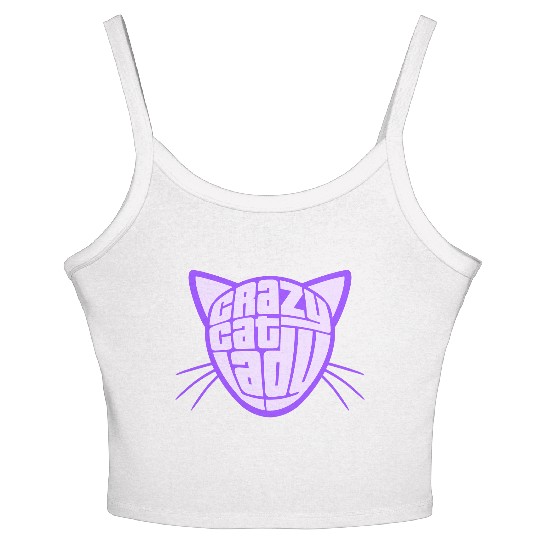 Crazy Cat Lady Text Love Saying Quote Weird Woman Women's Spaghetti Strap Tank Top