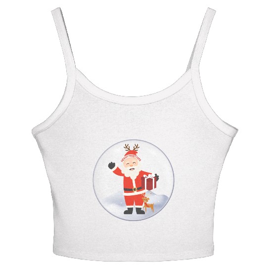 Santa’s Joy: Christmas Snow Globe Women's Spaghetti Strap Tank Top