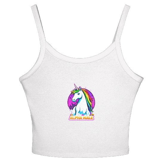 Alpha male LGBT unicorn Halloween Neon Colors Women's Spaghetti Strap Tank Top