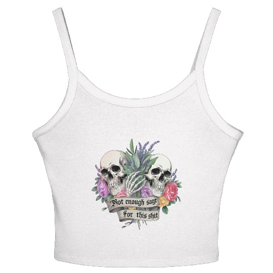 Bold Gothic Skulls & Sage Art | Dark Humor Women's Spaghetti Strap Tank Top
