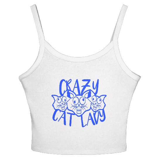 Crazy Cat Lady Text Love Saying Quote Weird Woman Women's Spaghetti Strap Tank Top