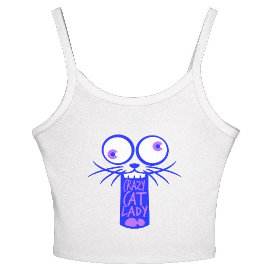Crazy Cat Lady Text Love Saying Quote Weird Woman Women's Spaghetti Strap Tank Top