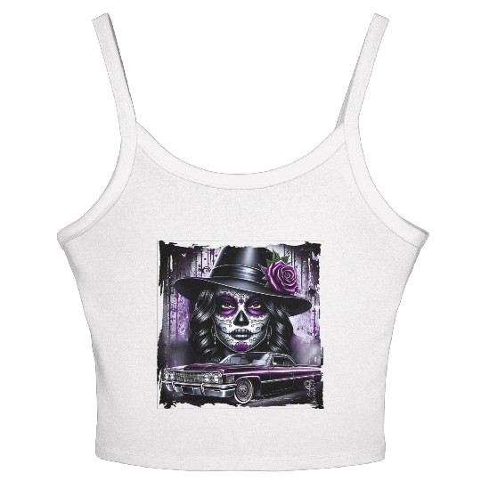 lowrider catrina Sugar skull Women's Spaghetti Strap Tank Top