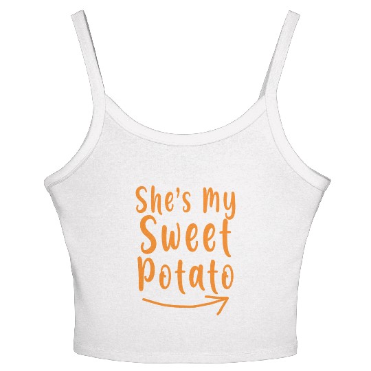 She's My Sweet Potato Thanksgiving Matching Couple Women's Spaghetti Strap Tank Top