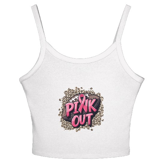 Pink Out Breast Cancer Football Coquette Bow Mom Women's Spaghetti Strap Tank Top