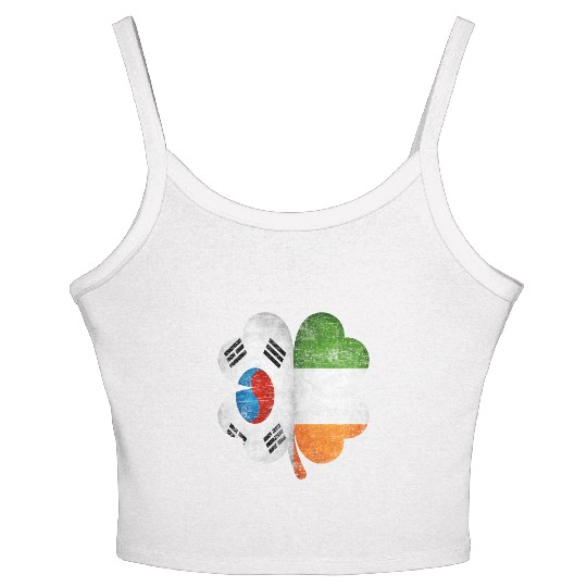Korean Irish Shamrock South Korea Ireland Flag Women's Spaghetti Strap Tank Top