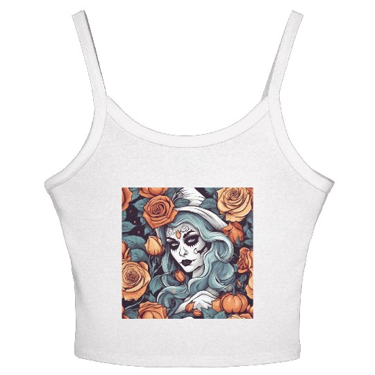 Gothic Day of the Dead Witch Women's Spaghetti Strap Tank Top