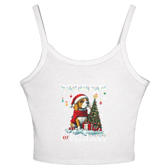 Beagle Christmas Tree Lights Decorations Dog Lover Women's Spaghetti Strap Tank Top
