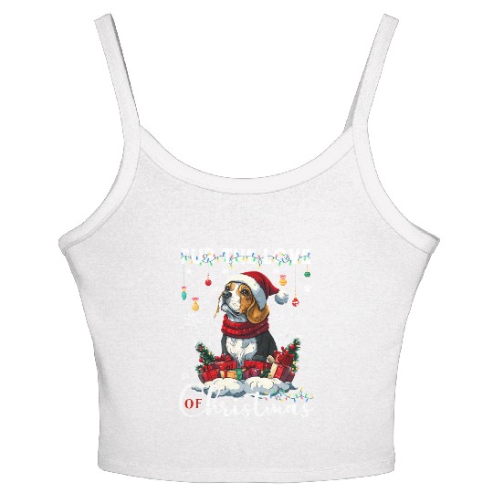 Beagle Christmas Tree Lights Decorations Dog Lover Women's Spaghetti Strap Tank Top