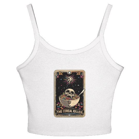 Cereal Killer Tarot Card Horror Movies True Crime Women's Spaghetti Strap Tank Top