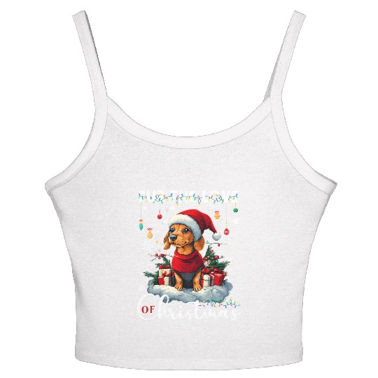 Dachshund Christmas Tree Lights Decorations Dog Women's Spaghetti Strap Tank Top